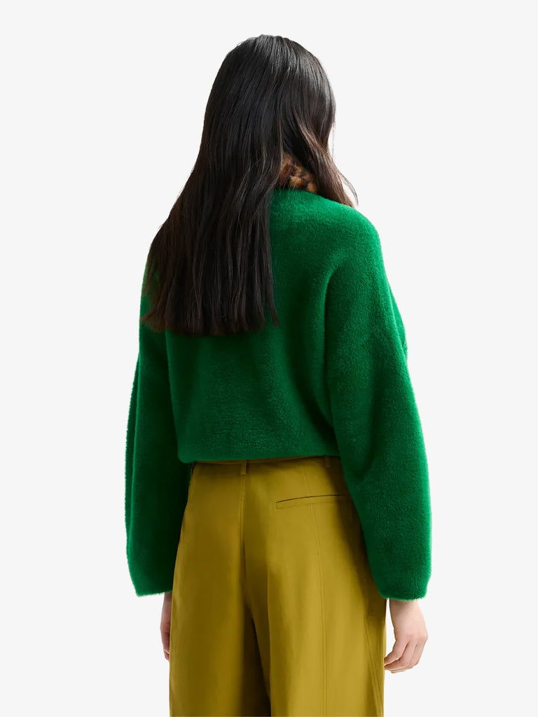 ESSENTIEL ANTWERP cardigan intention con collo in pelliccia ecologica donna verde