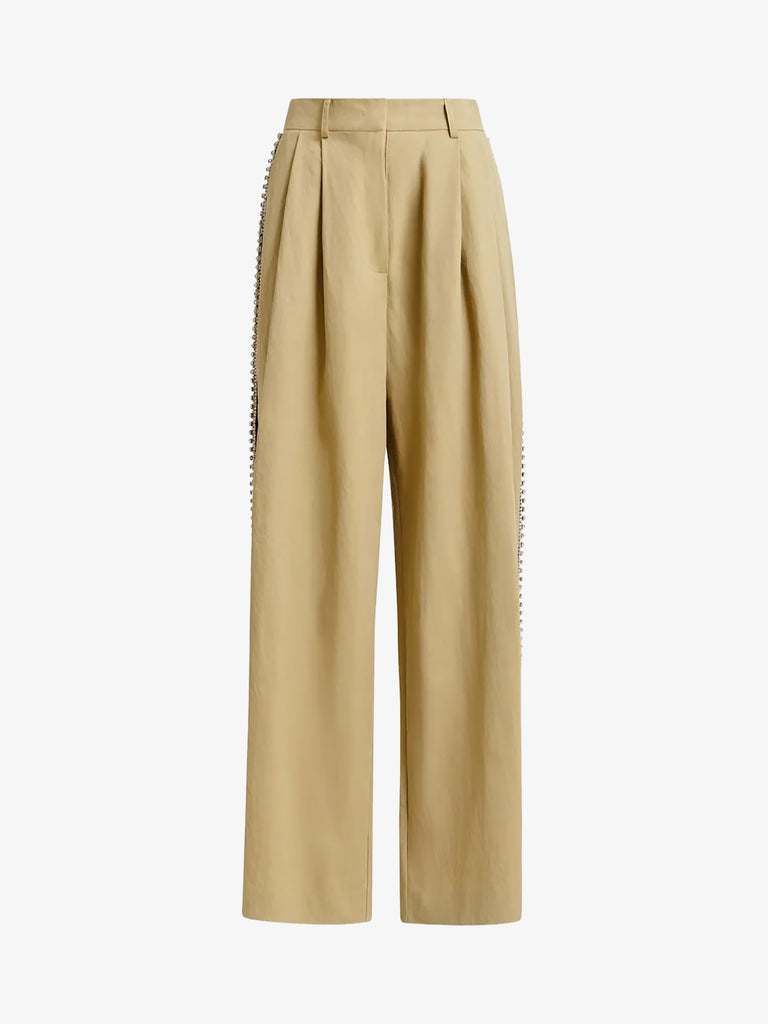 ESSENTIEL ANTWERP pantalone iso a gamba larga plissettati donna beige