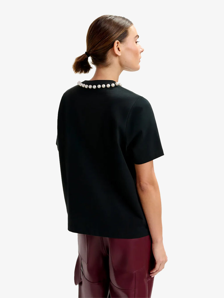 ESSENTIEL ANTWERP t-shirt isos con stampa "huh?" donna nero cotone