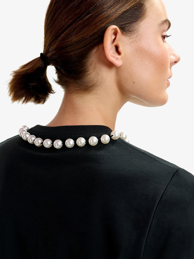 ESSENTIEL ANTWERP t-shirt isos con stampa "huh?" donna nero cotone