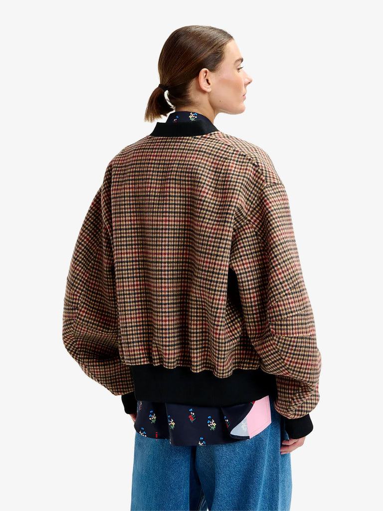 ESSENTIEL ANTWERP giubbotto iti con fantasia a quadri donna marrone