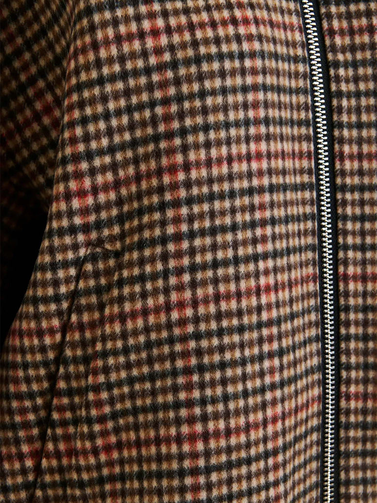 ESSENTIEL ANTWERP giubbotto iti con fantasia a quadri donna marrone