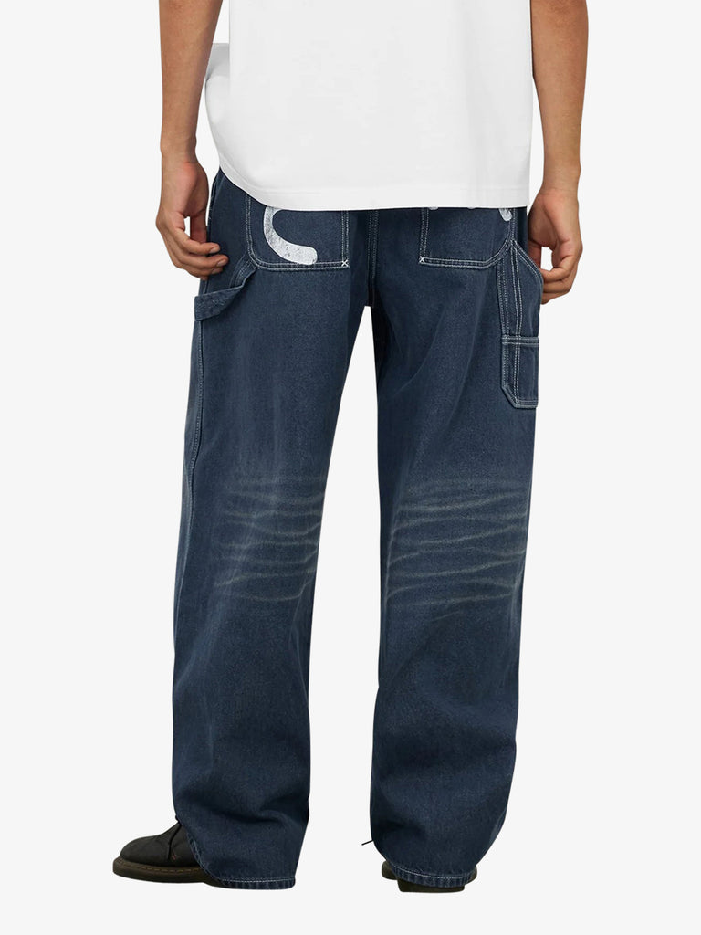 EVISU jeans distressed seagull print uomo blu cotone