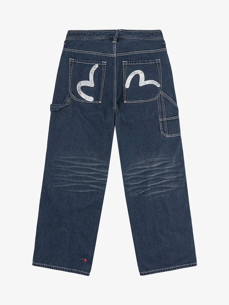 EVISU jeans distressed seagull print uomo blu cotone