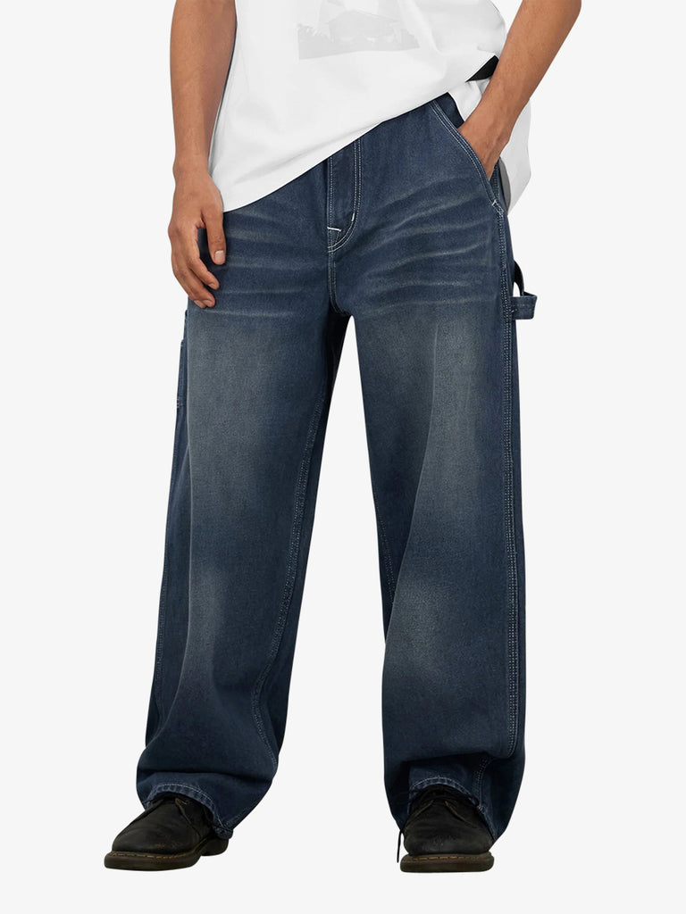 EVISU jeans distressed seagull print uomo blu cotone