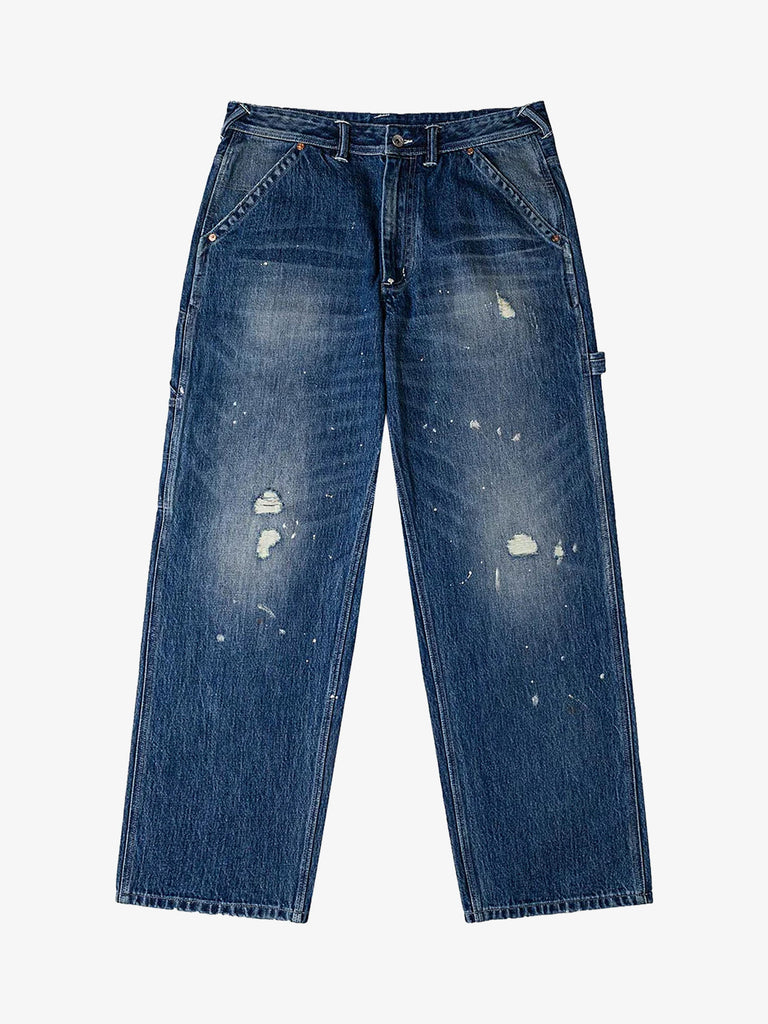 EVISU jeans con stampa daicock lavati uomo blu cotone