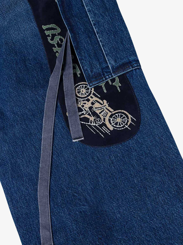 EVISU jeans cargo a gamba larga con ricamo daicock uomo blu