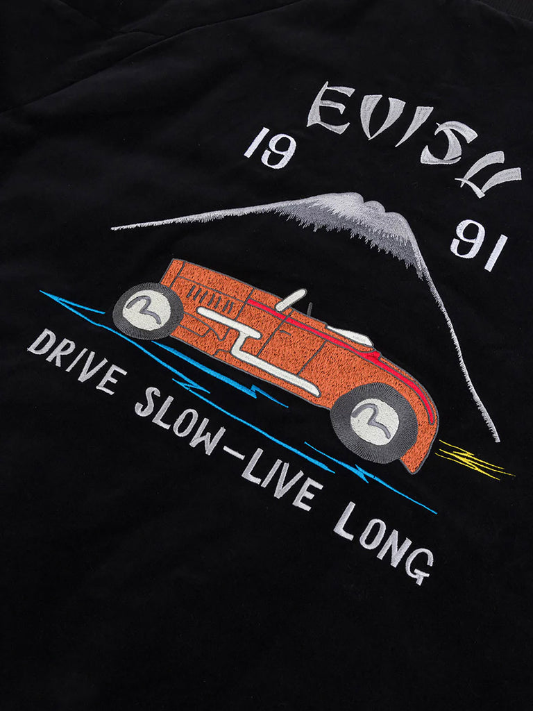 EVISU giubbotto souvenir imbottita in velluto vintage uomo nero