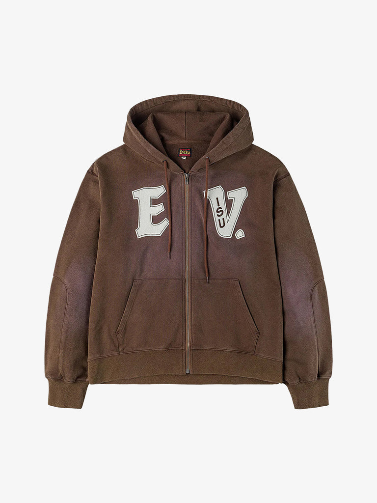 EVISU felpa con cappuccio ev e seagull patches uomo marrone