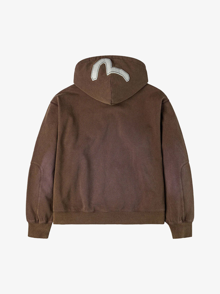 EVISU felpa con cappuccio ev e seagull patches uomo marrone
