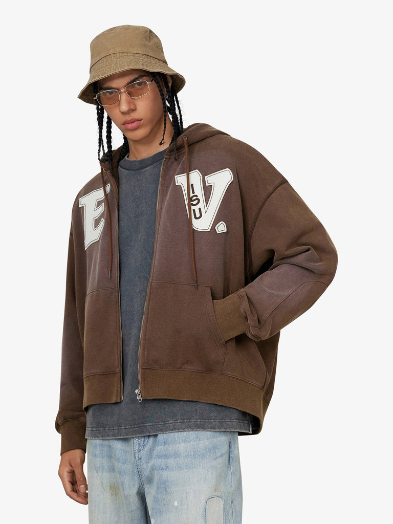EVISU felpa con cappuccio ev e seagull patches uomo marrone