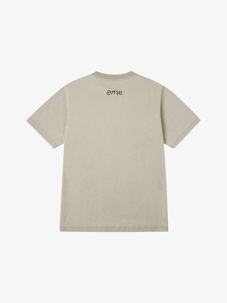 EVISU t-shirt con stampa gabbiano disegnata a mano uomo beige cotone