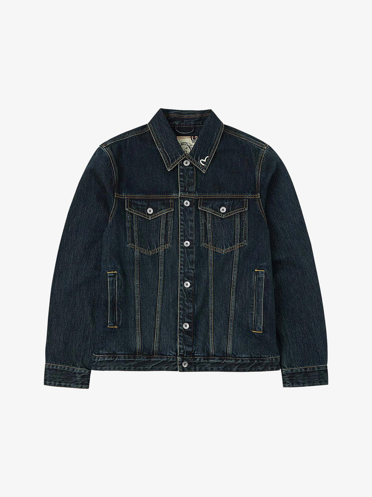 EVISU giubbotto di jeans con stampa daicock uomo blu