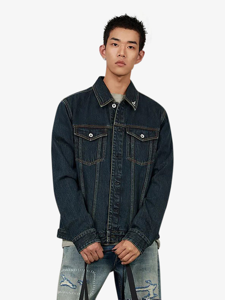 EVISU giubbotto di jeans con stampa daicock uomo blu