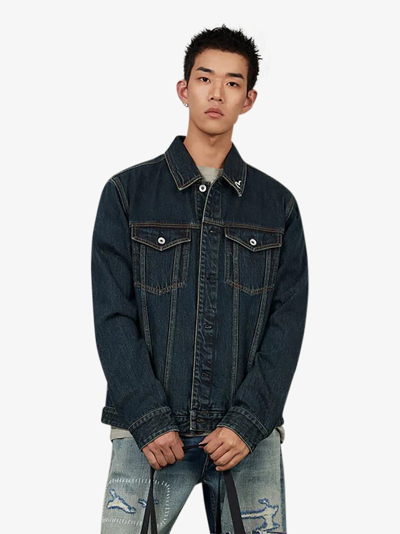 EVISU daicock print denim jacket blue man