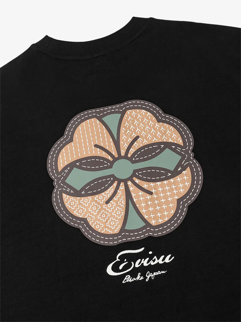 EVISU maglia a maniche lunghe con stampa kamon uomo nero cotone