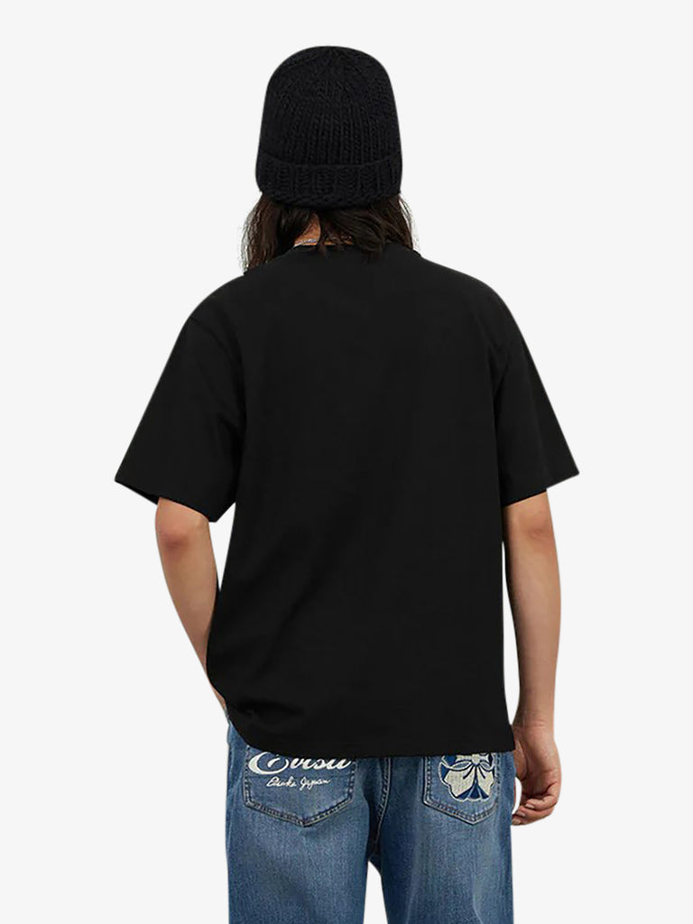 EVISU t-shirt in broccato seagull appliqué uomo nero cotone