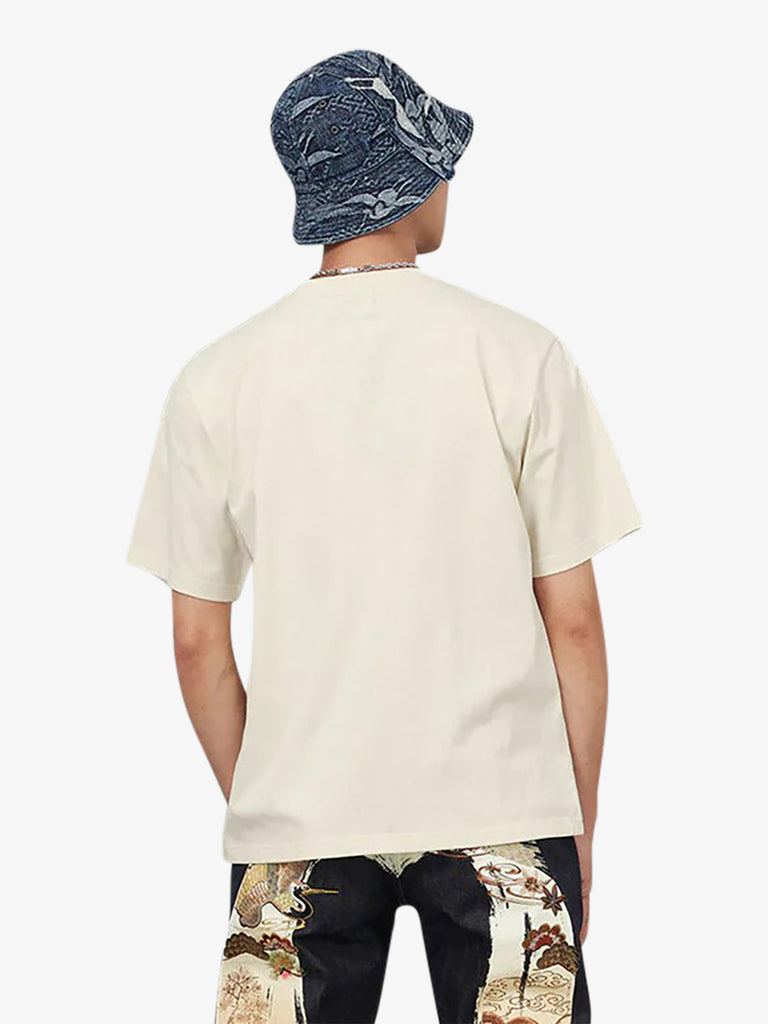 EVISU t-shirt in broccato seagull appliqué uomo beige cotone