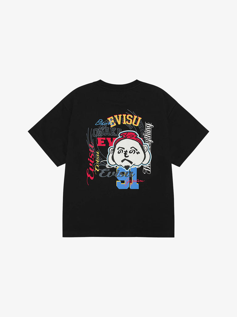 EVISU t-shirt henohenomohe con ricamo godhead uomo nero cotone