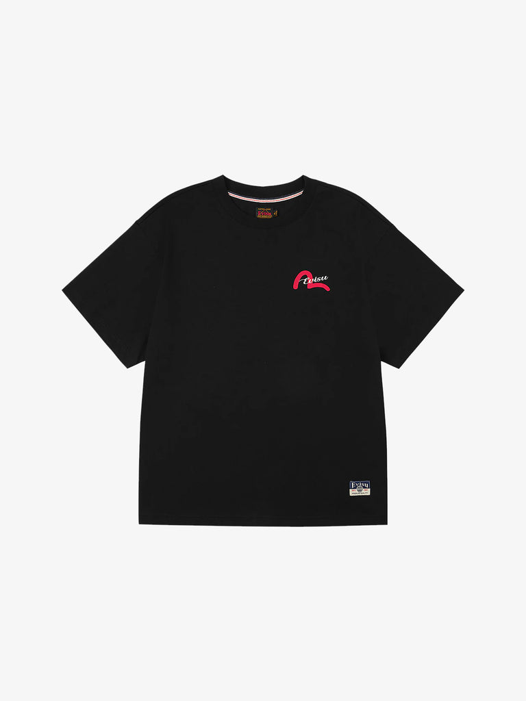 EVISU t-shirt henohenomohe con ricamo godhead uomo nero cotone