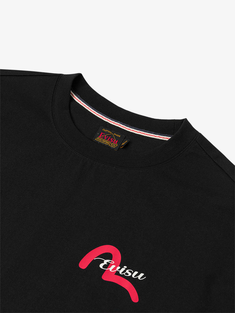 EVISU t-shirt henohenomohe con ricamo godhead uomo nero cotone