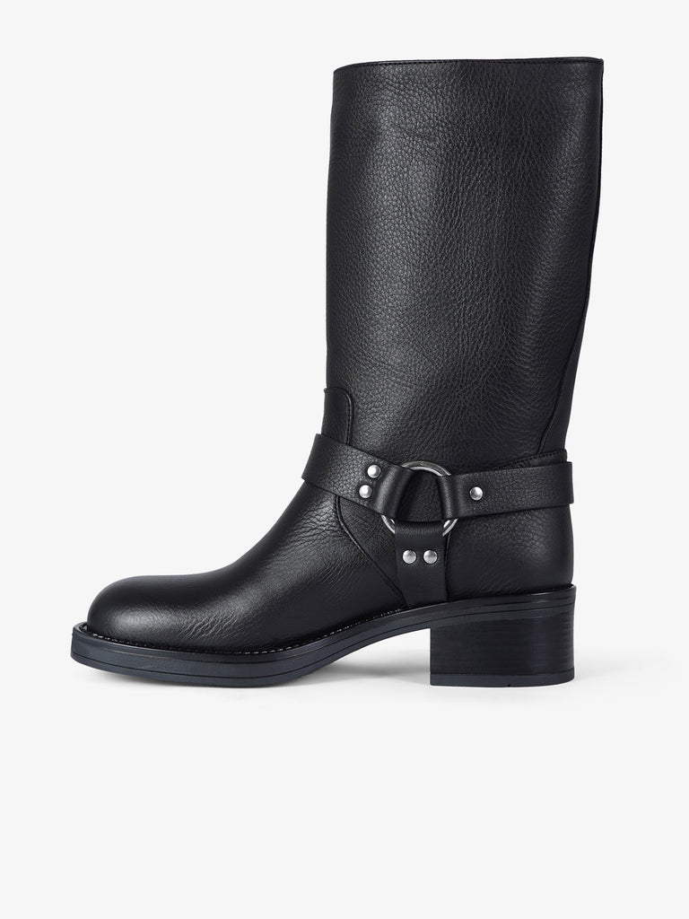 GISEL MOIRE stivali donna biker chester pelle nero