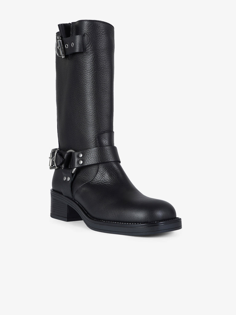 GISEL MOIRE stivali donna biker chester pelle nero