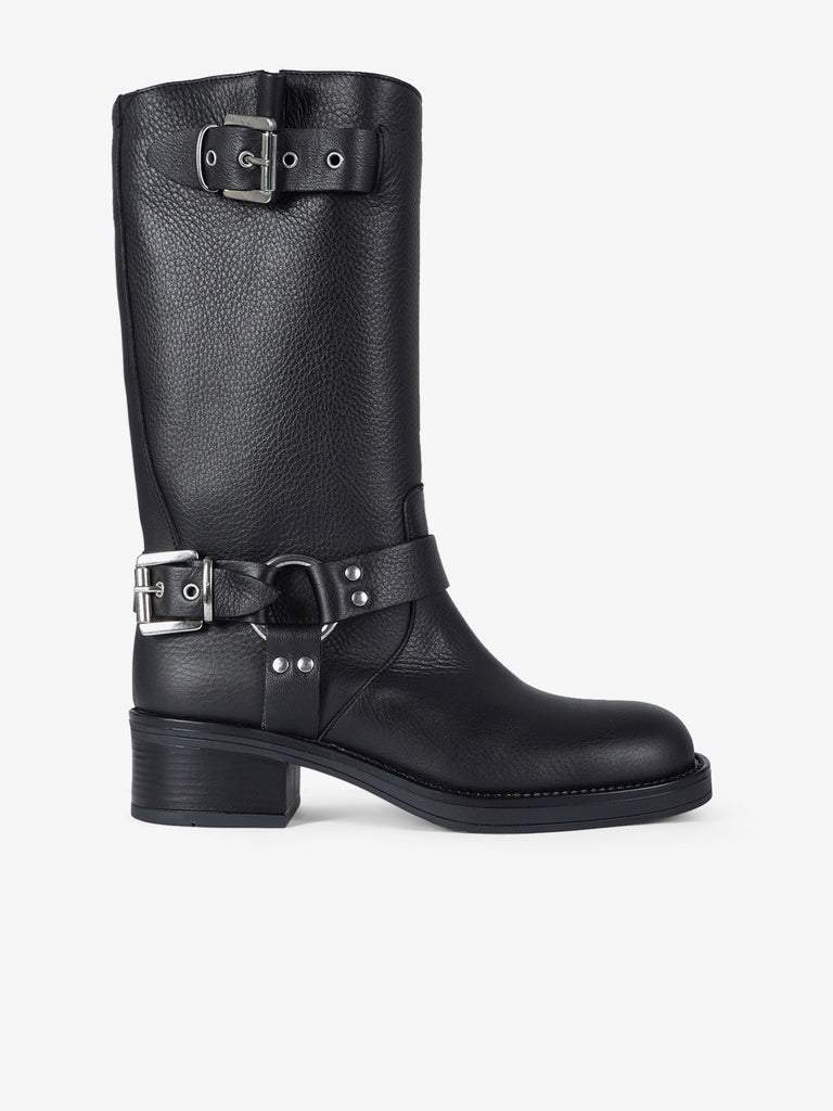 GISEL MOIRE stivali donna biker chester pelle nero