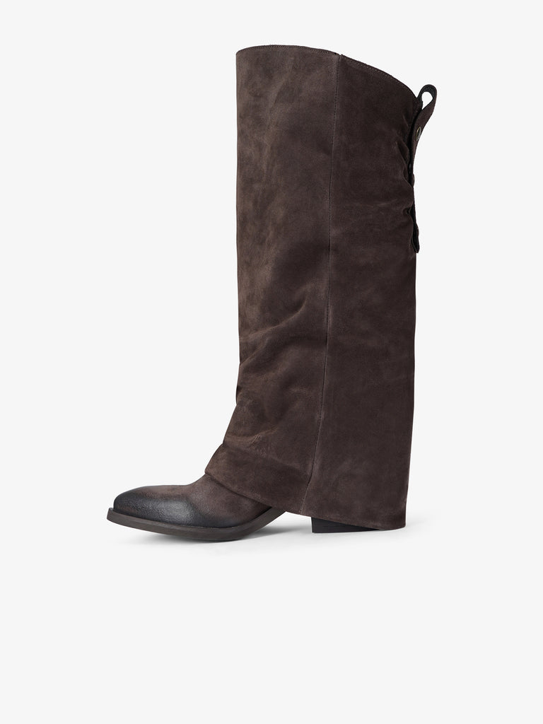 GISEL MOIRE stivali donna texani hunter camoscio marrone