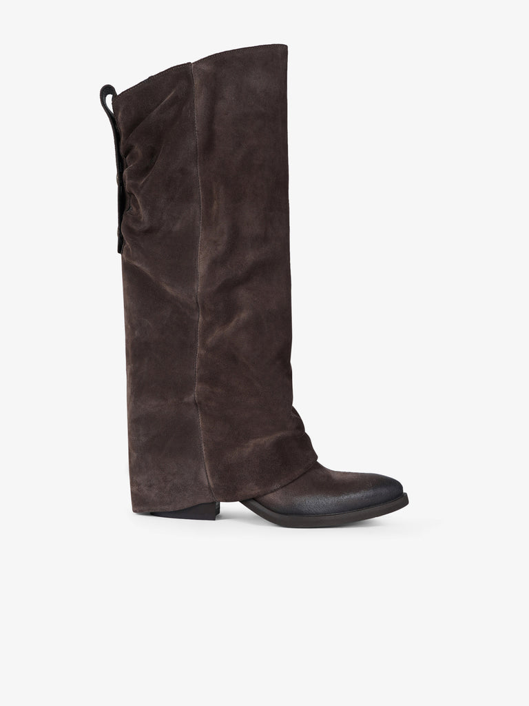 GISEL MOIRE stivali donna texani hunter camoscio marrone