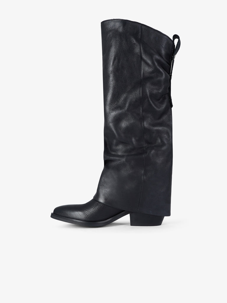 GISEL MOIRE stivali donna texani hunter pelle nero