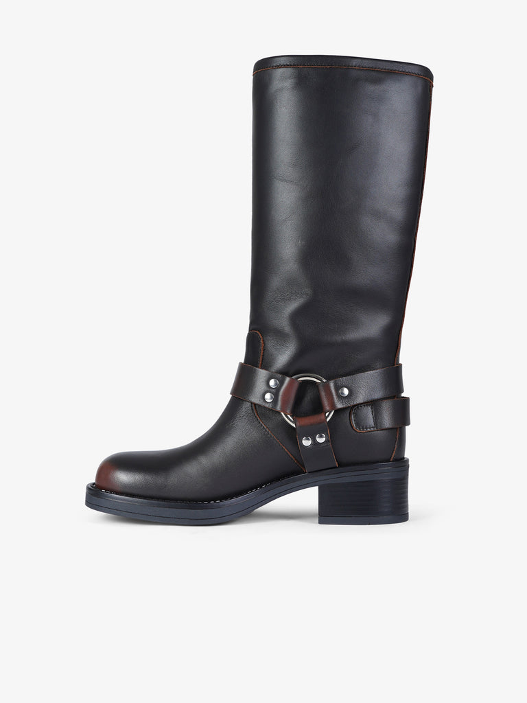 GISEL MOIRE stivali donna windsor pelle marrone