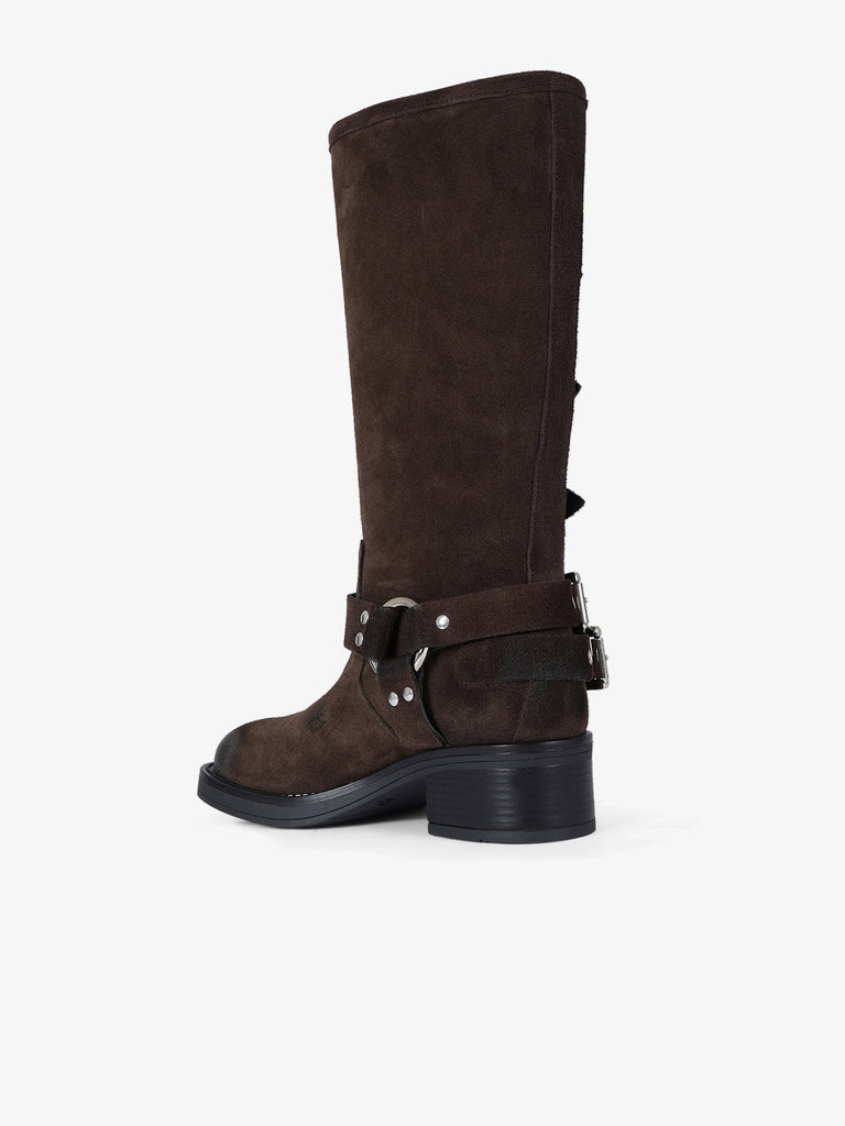 GISEL MOIRE stivali donna windsor suede marrone