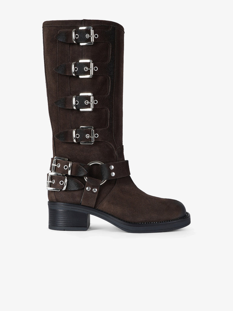 GISEL MOIRE stivali donna windsor suede marrone