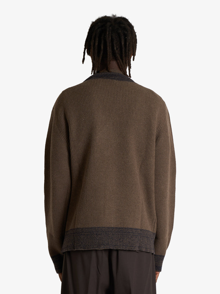 GRIFONI maglia scollo a v uomo marrone lana