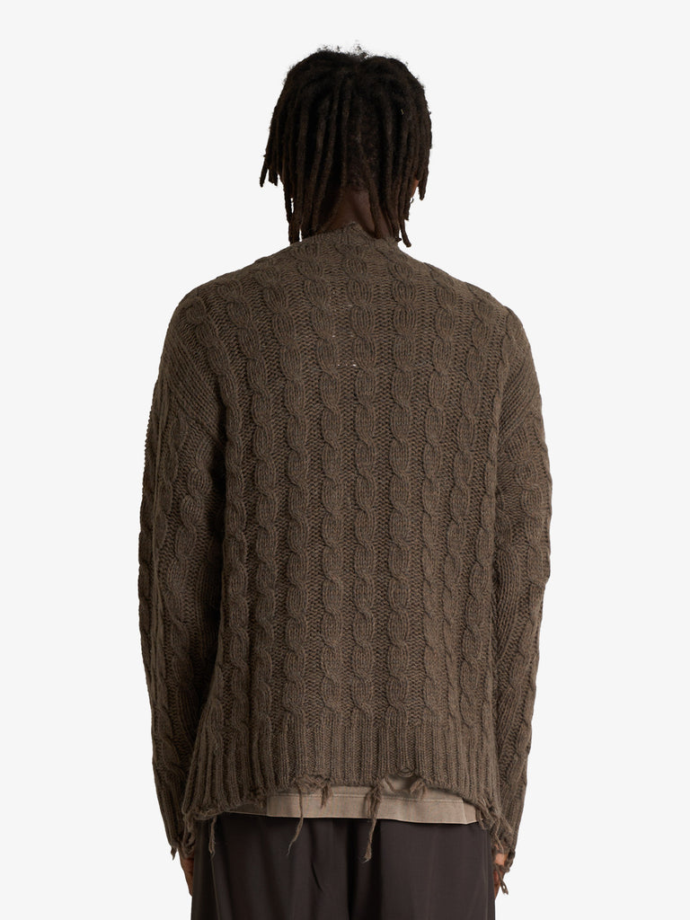 GRIFONI maglia con trecce uomo marrone lana