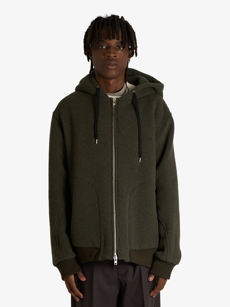GRIFONI giubbotto over con elastico uomo verde lana