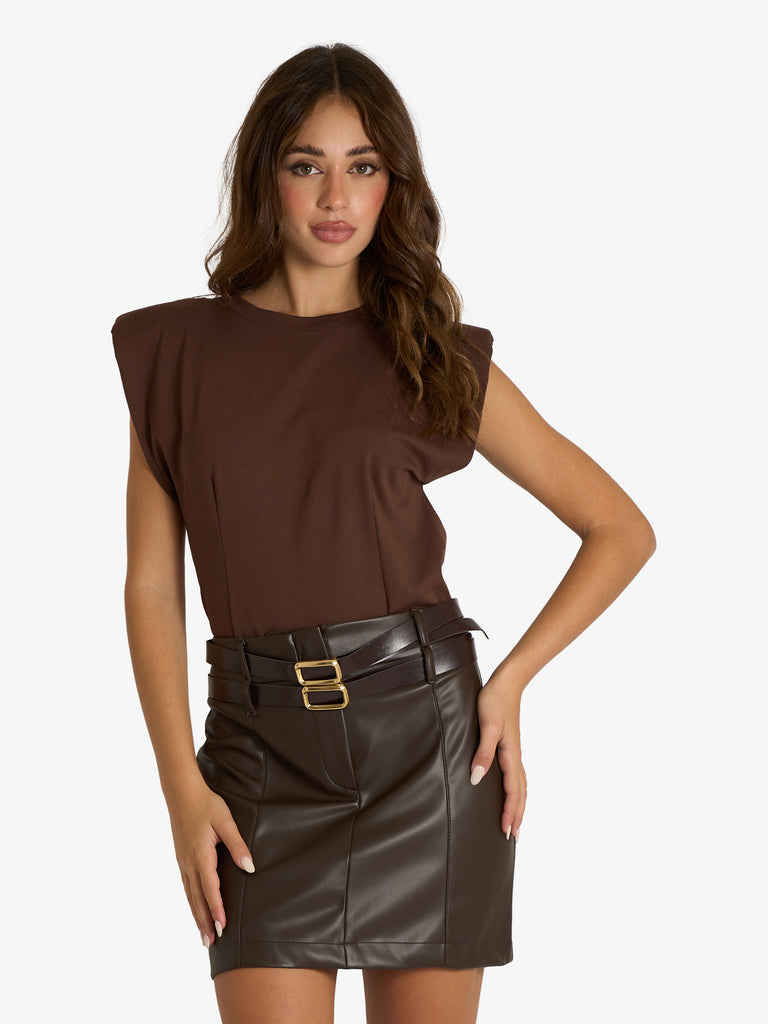 HAVE ONE body con spalline donna marrone viscosa