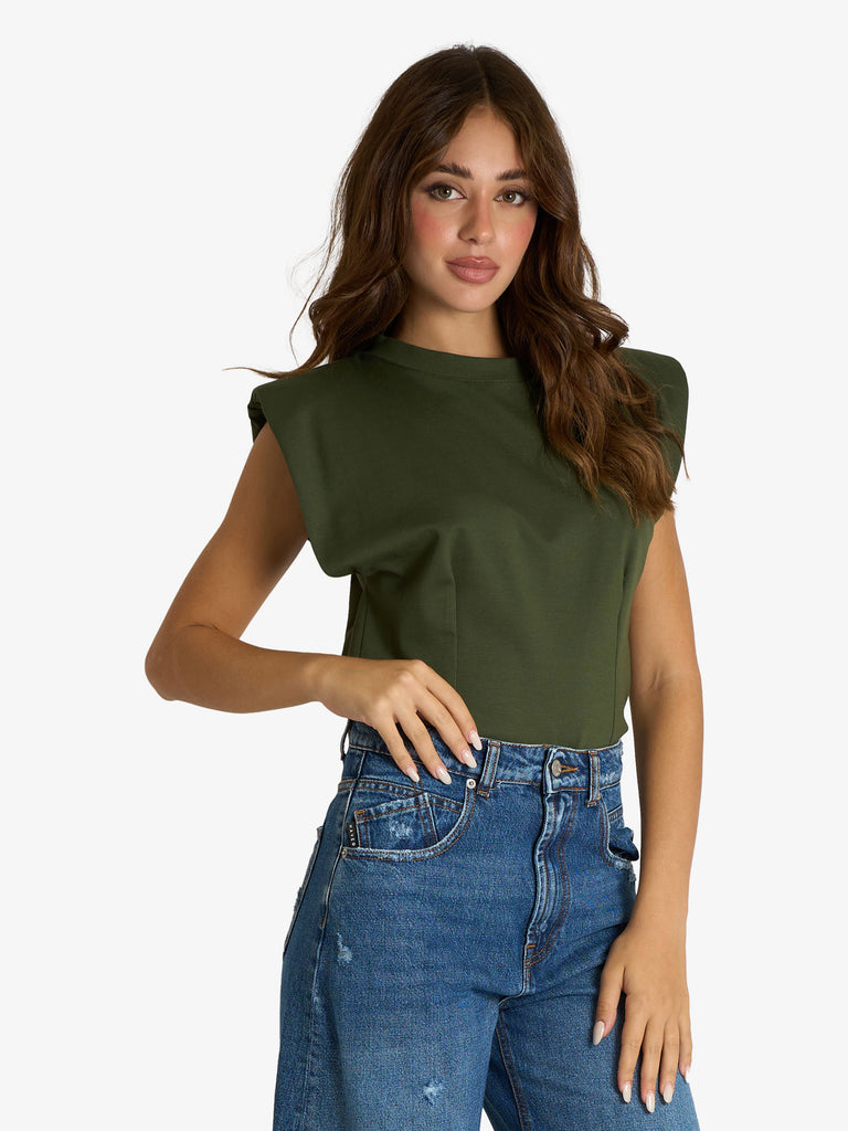 HAVE ONE body con spalline donna verde viscosa