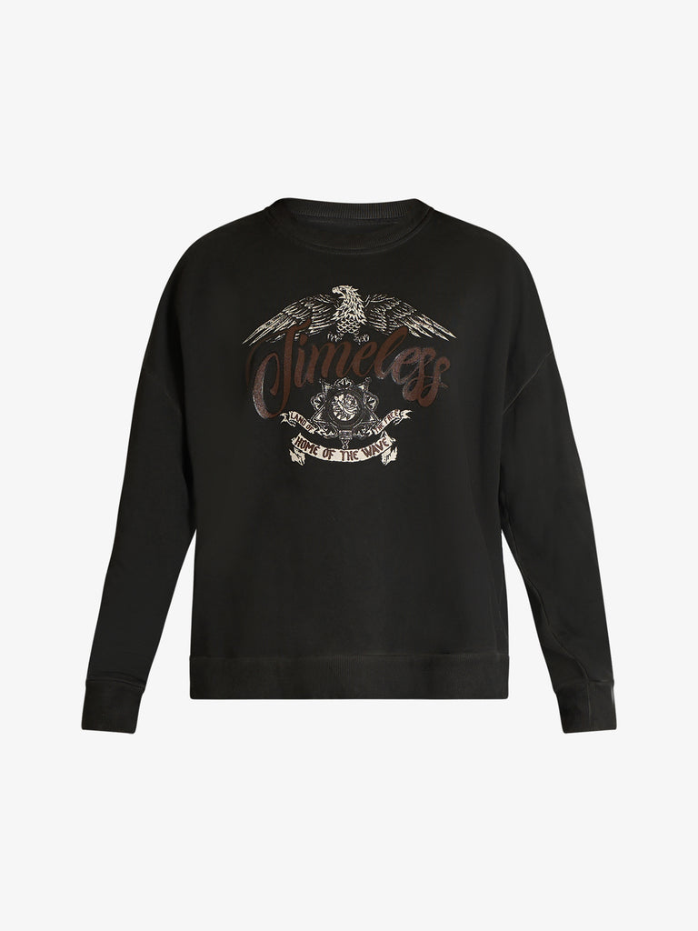 HAVE ONE felpa girocollo con stampa donna grigio cotone