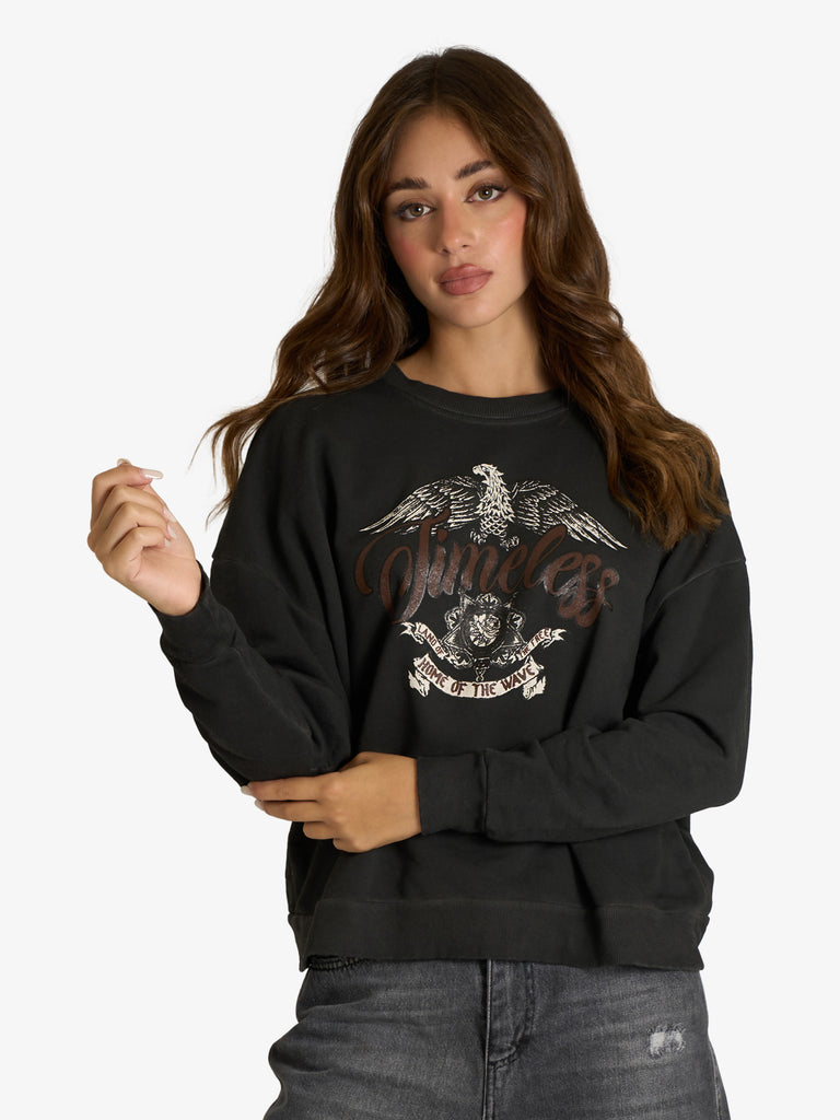 HAVE ONE felpa girocollo con stampa donna grigio cotone