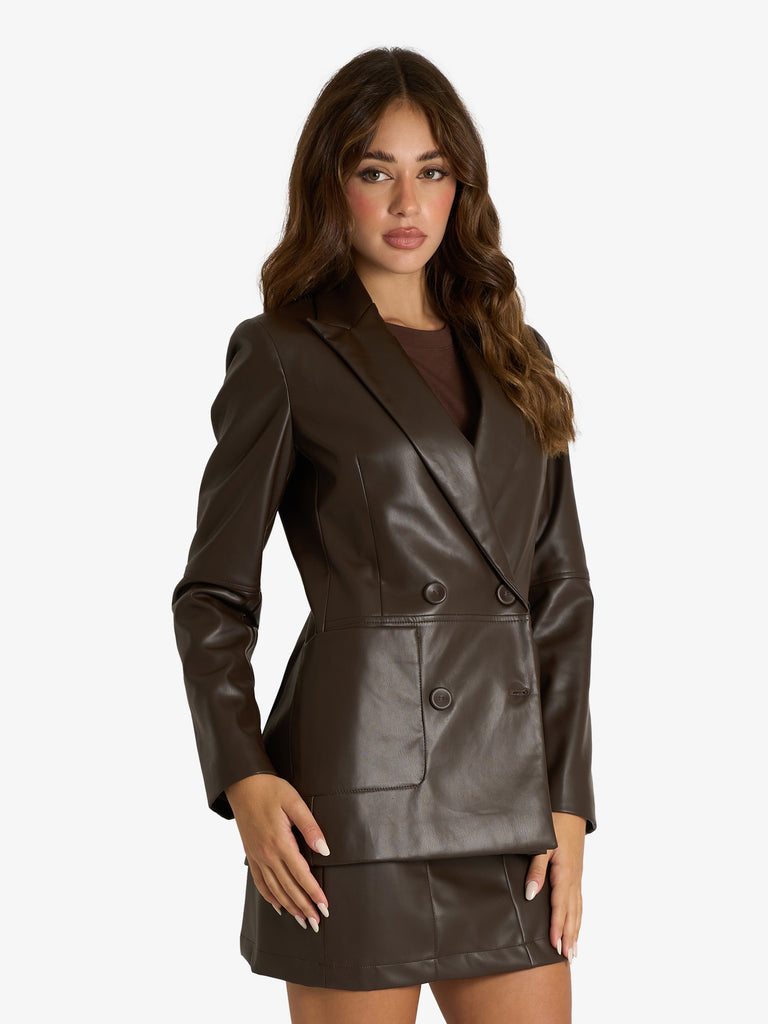 HAVE ONE giacca doppiopetto donna marrone