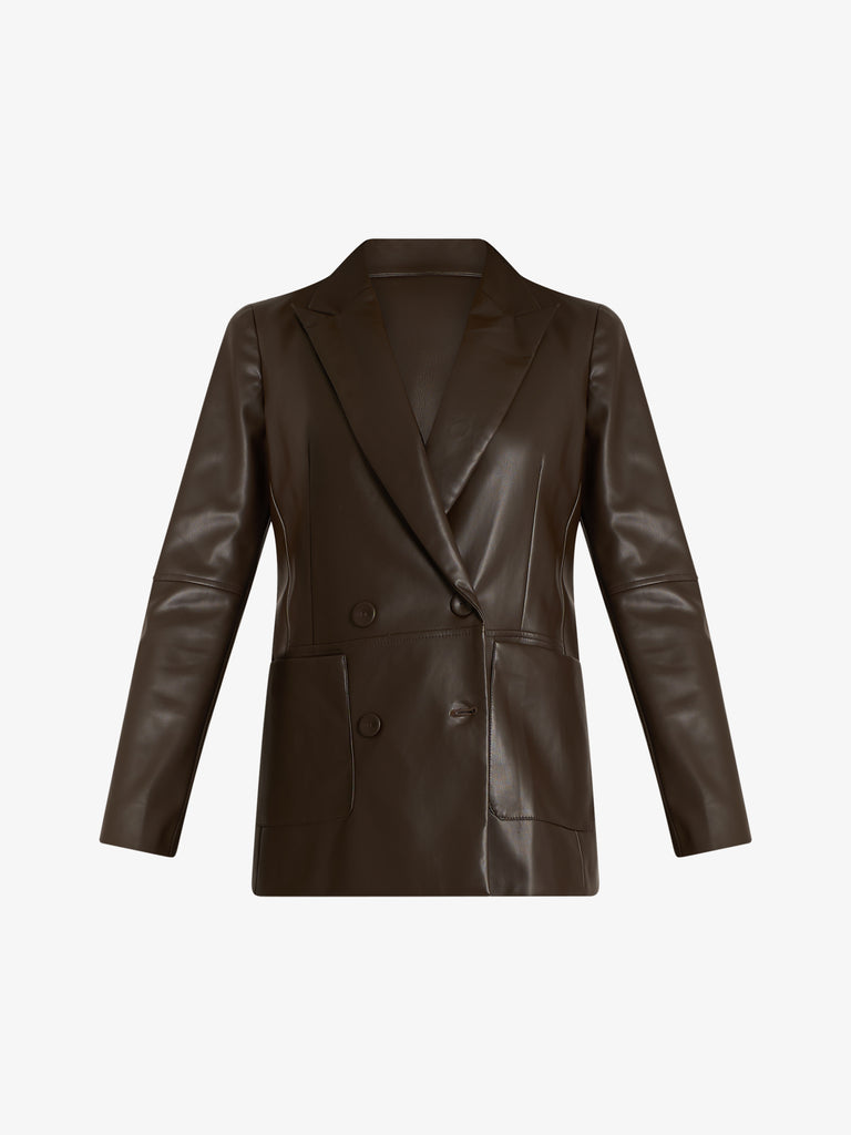 HAVE ONE giacca doppiopetto donna marrone