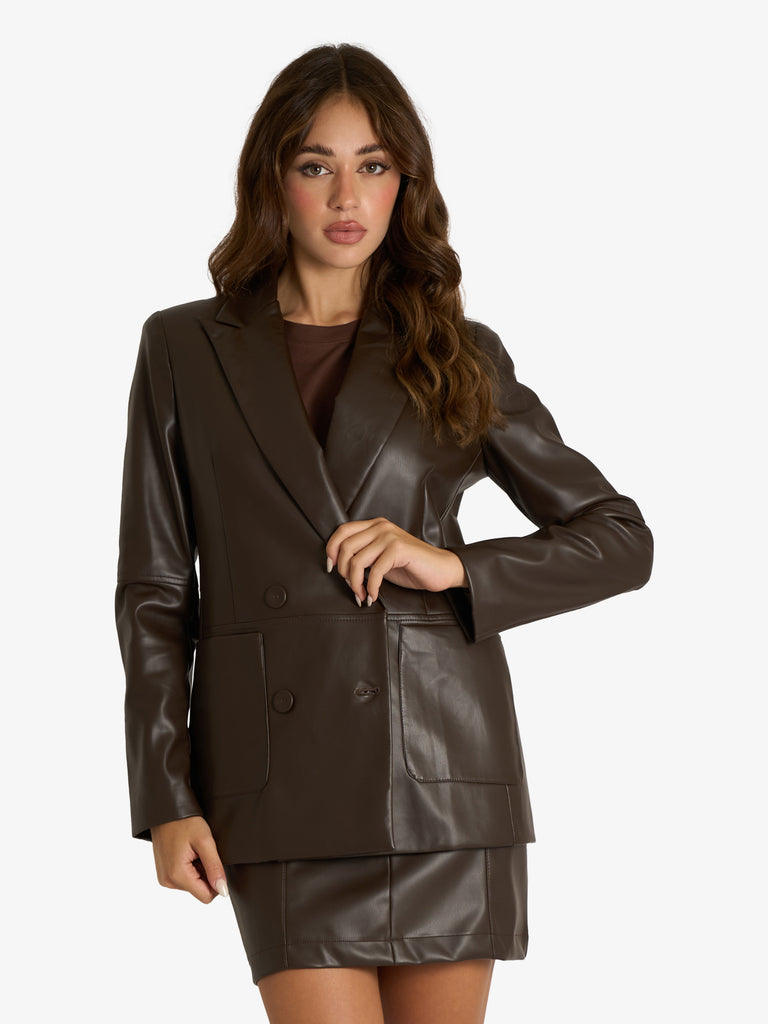 HAVE ONE giacca doppiopetto donna marrone