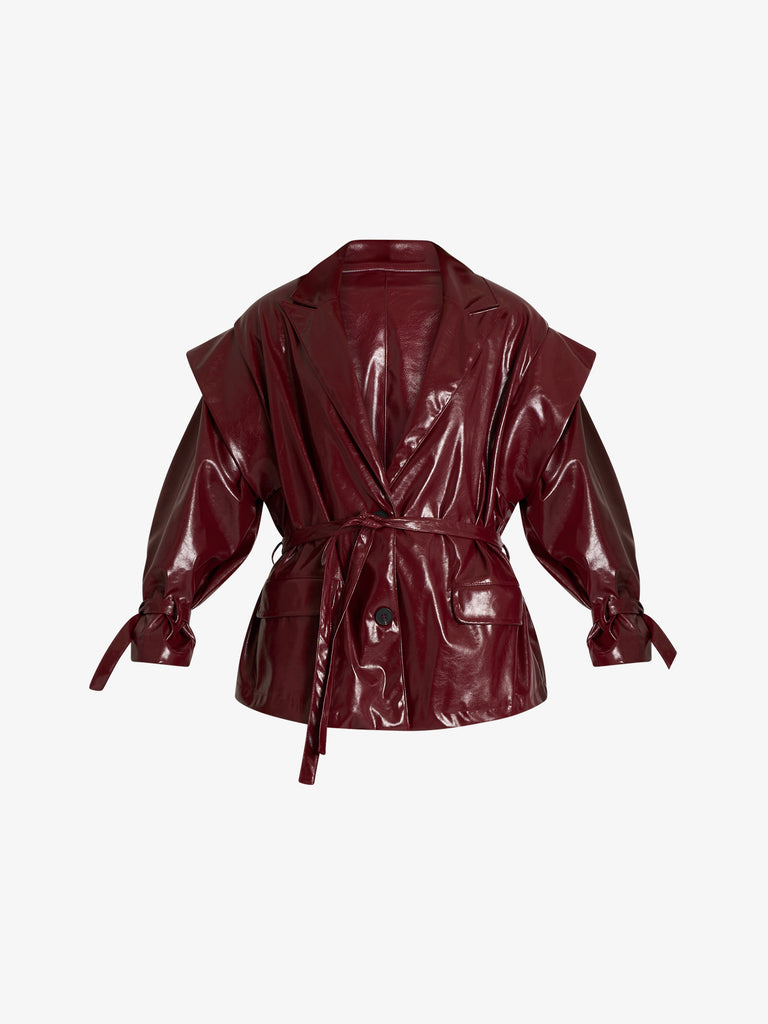 HAVE ONE giacca over con cintura donna bordeaux