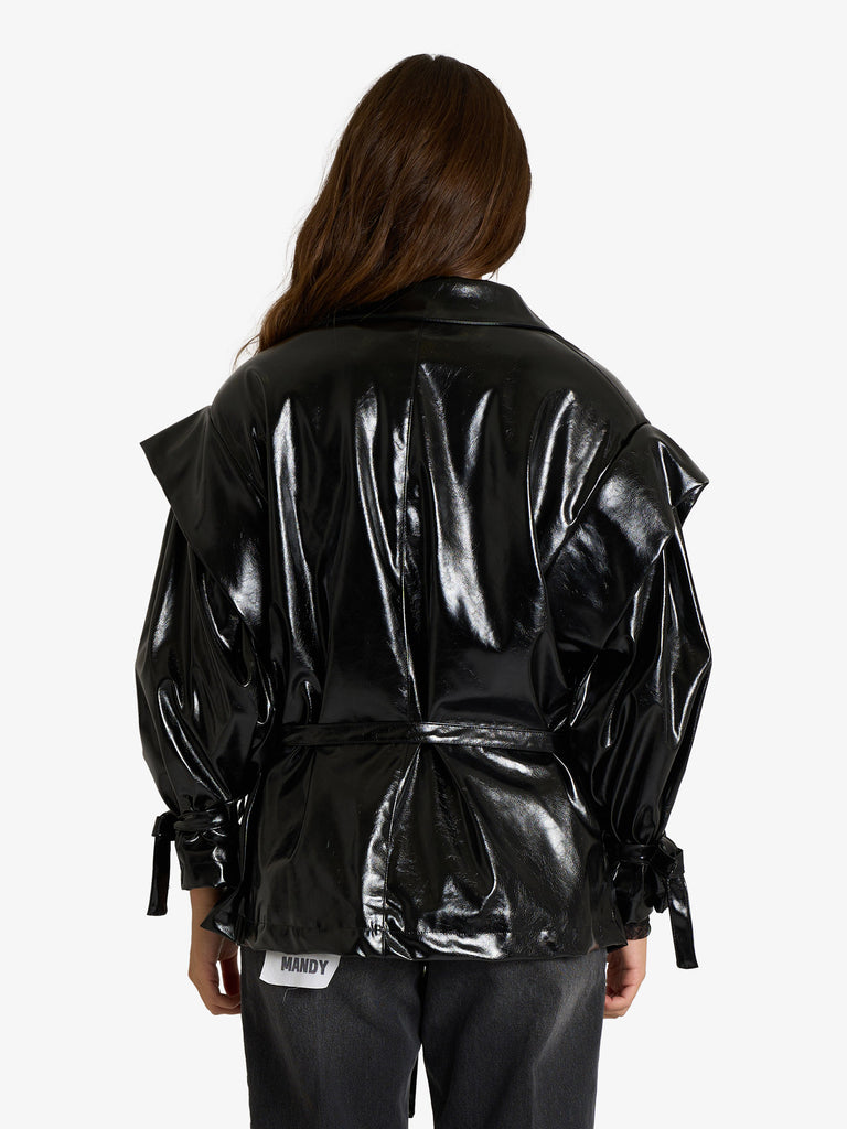 HAVE ONE giacca over con cintura donna nero