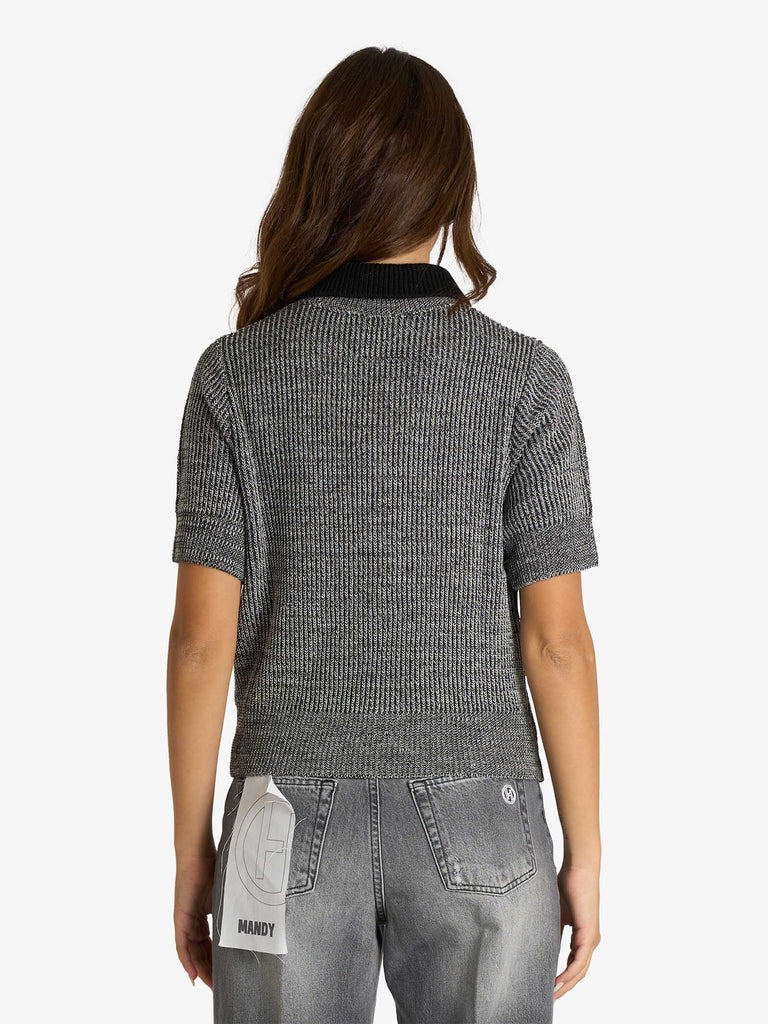 HAVE ONE polo a trama intrecciata donna grigio