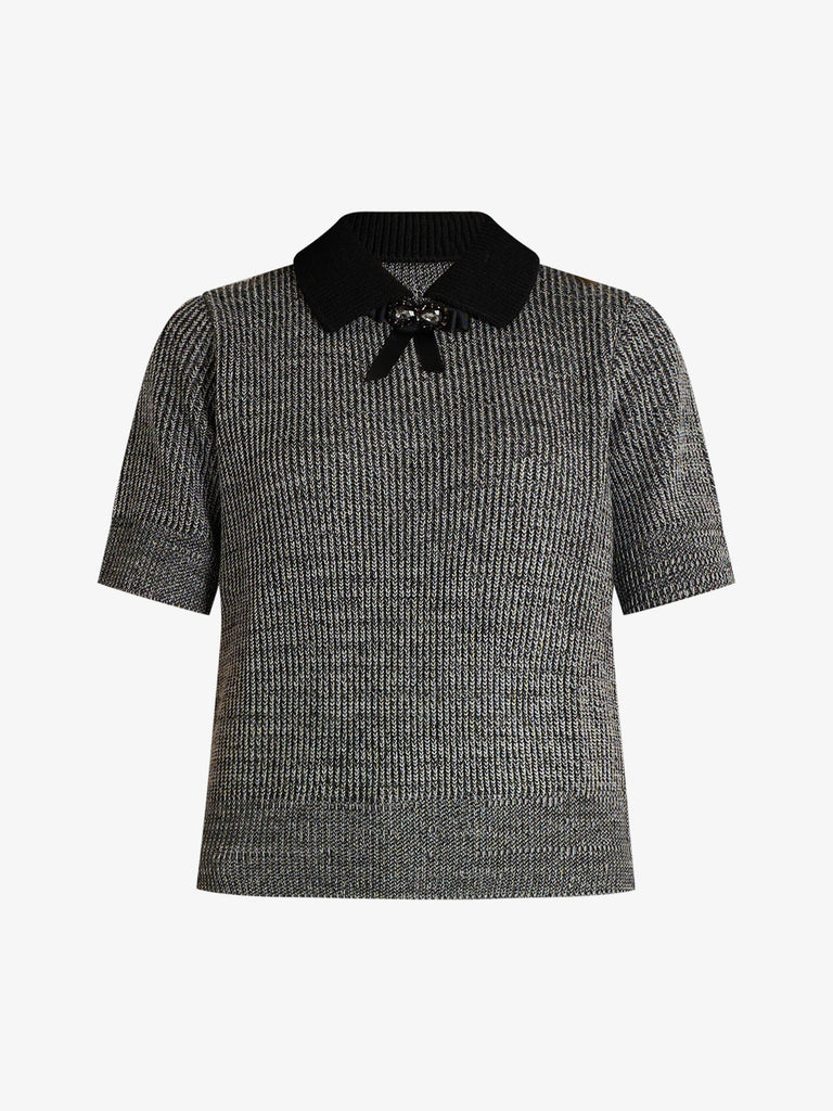 HAVE ONE polo a trama intrecciata donna grigio