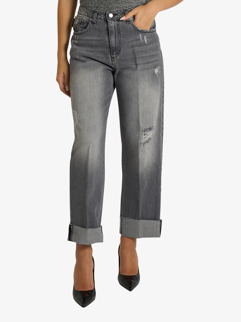 HAVE ONE jeans mandy con strappi donna grigio cotone