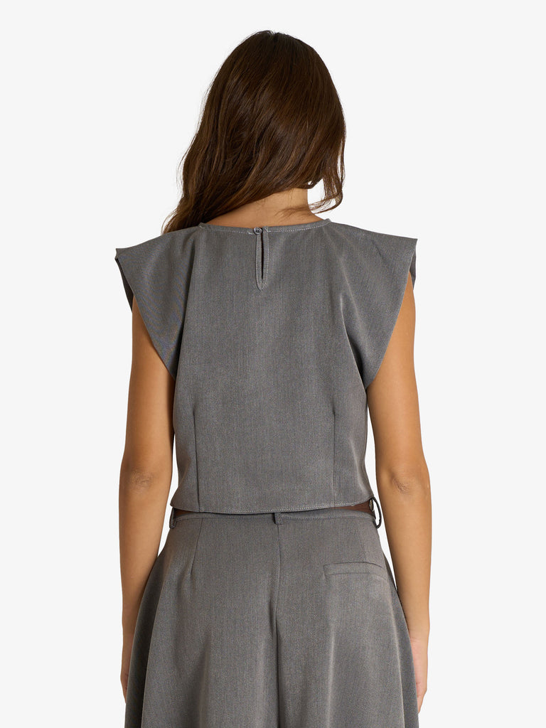 HAVE ONE top cropped con spalline donna grigio